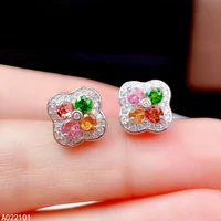 kjjeaxcmy fine jewelry 925 silver natural tourmaline new girl luxury earrings hot selling ear stud support test chinese style