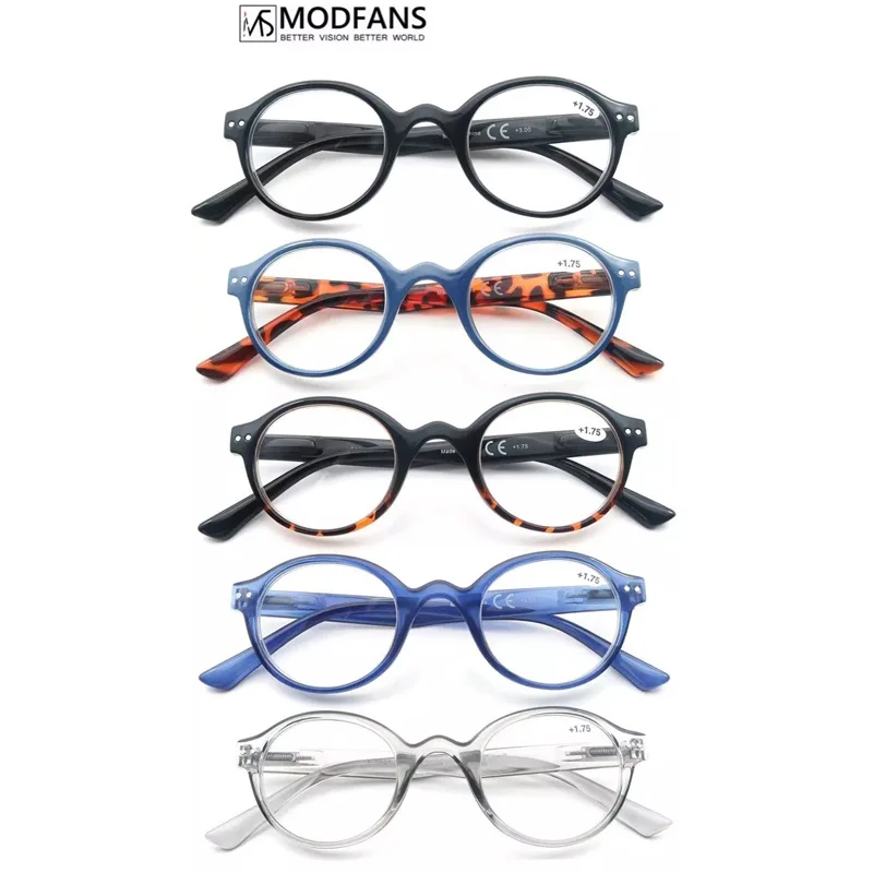 

MODFANS Women Reading Glasses Men Vintage Round Stylish Frame Hyperopia Presbyopia Readers Eyeglasses Withe Diopter - MSR214