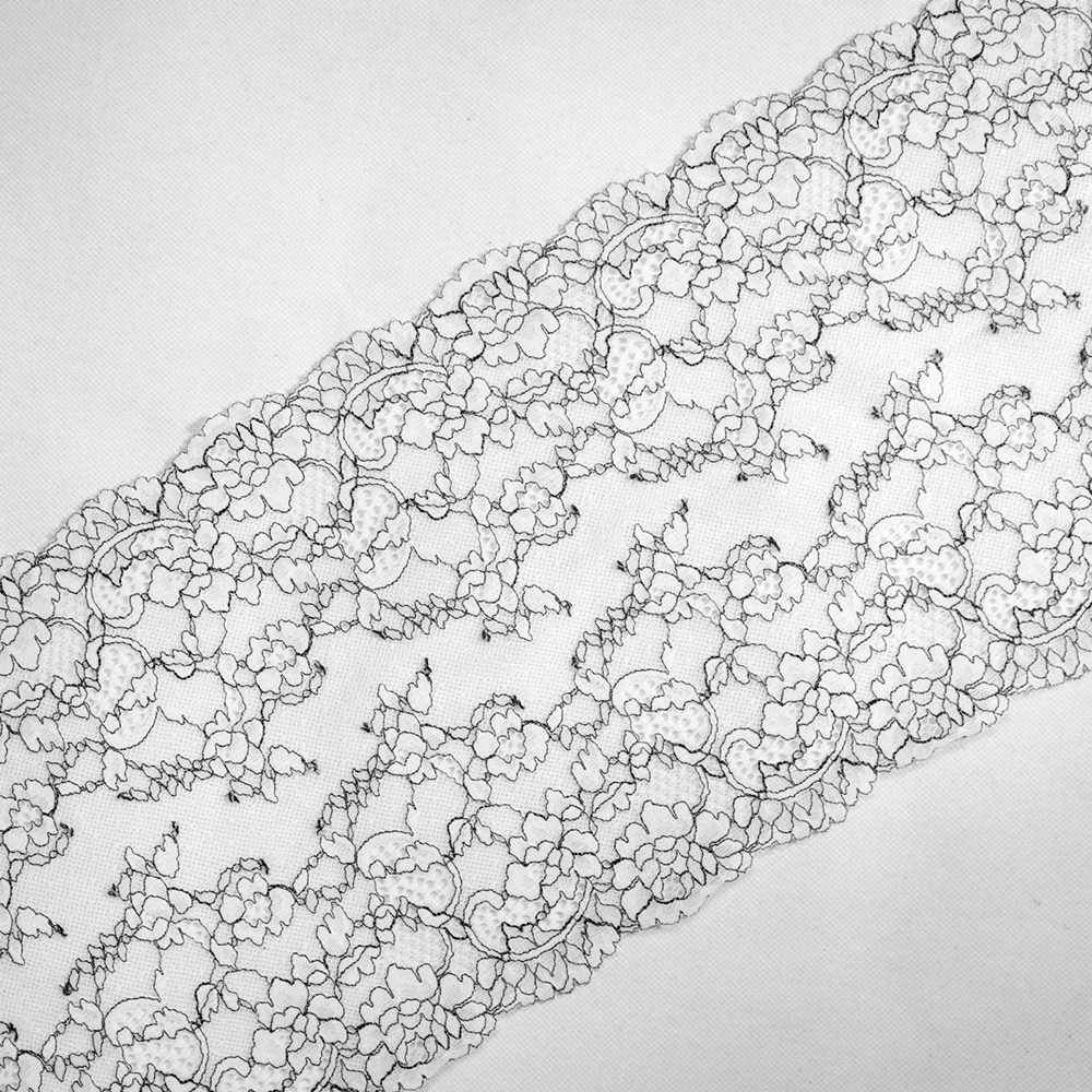 1 ярд 22,5 см широкий черный белый цветочный стрейч кружева планки лента эластичная кружевная ткань Бюстгальтер Одежда Кружева Подвязки для нижнего белья шитье DIY