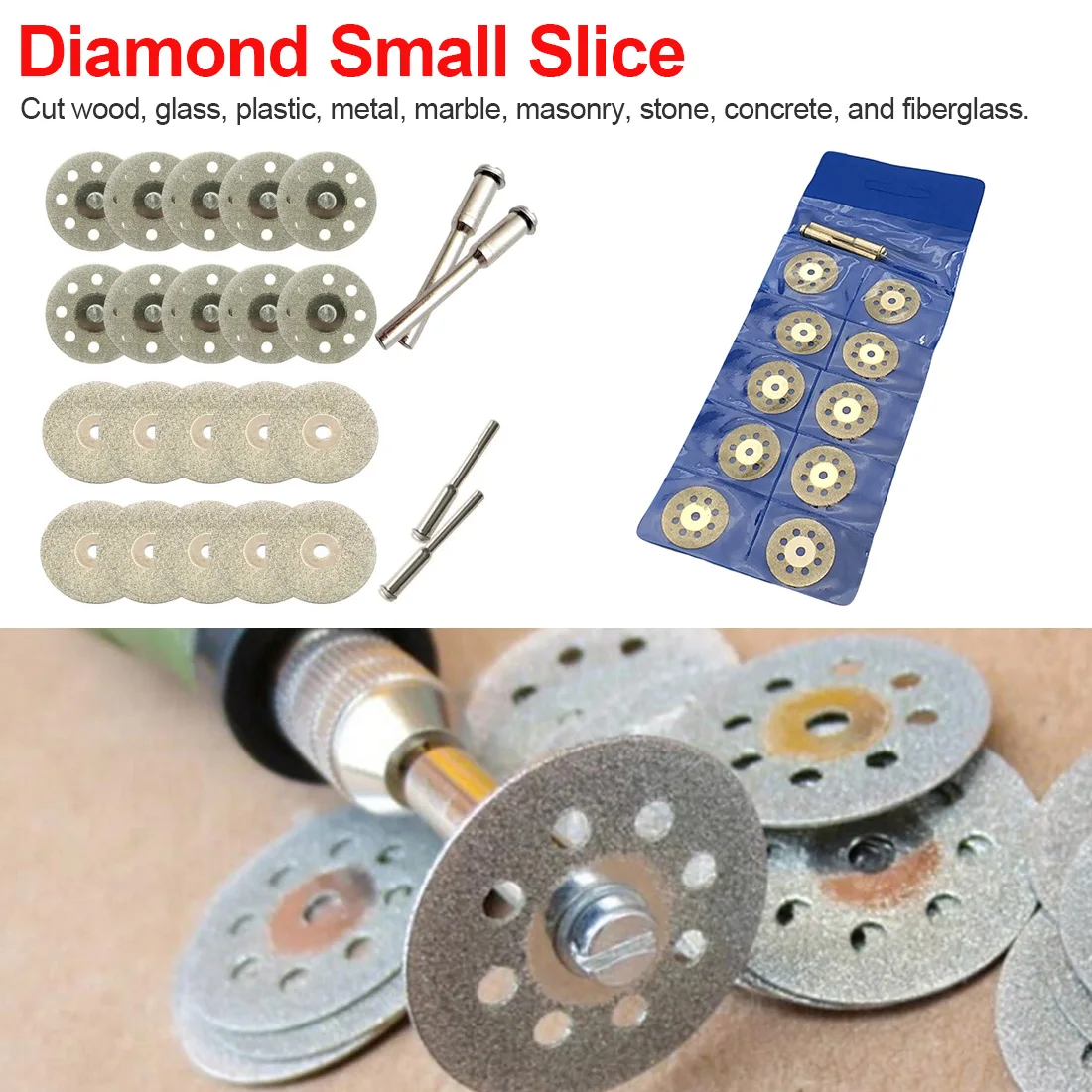 

10pc+3.0mm Diamond Discs Mandrel Dremel Grinding Wheel Saw Circular Cutting Disc Dremel Rotary Tool Accessories Diamond
