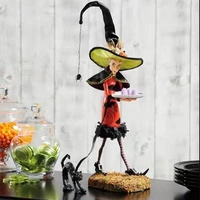 halloween witch statues hand painted resin crafts desktop ornaments outdoor garden decorations holiday party supplies kids gifts