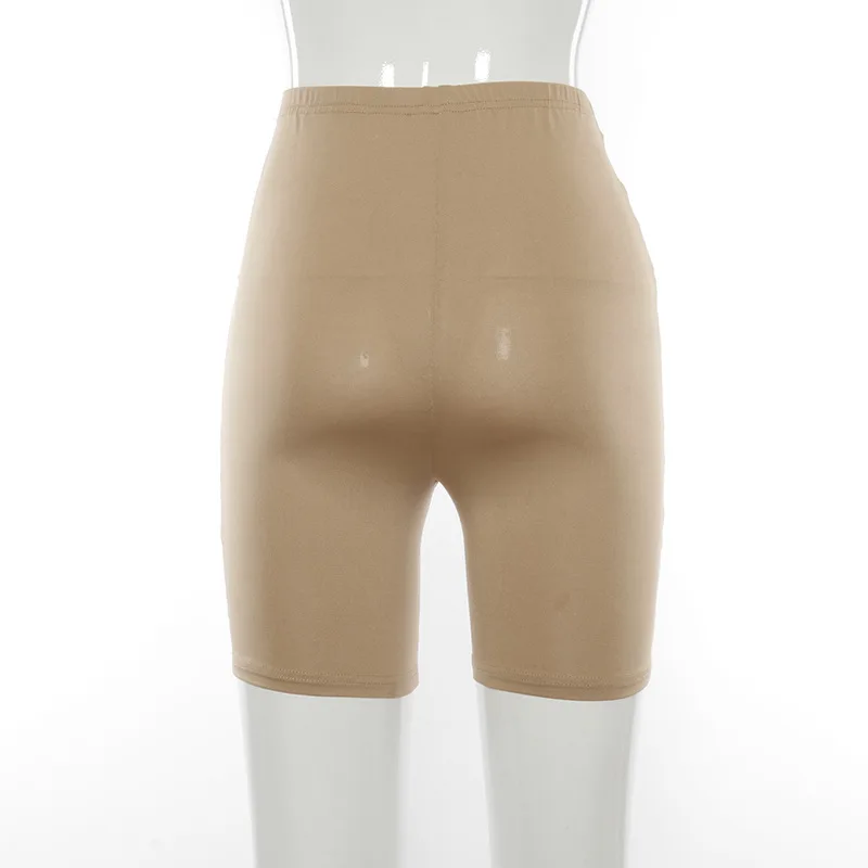 

HAOYUAN Khaki Ruched High Waist Bodycon Shorts for Women 2021 Summer Fitness Active Wear Workout Short Pant Cycling Biker Shorts