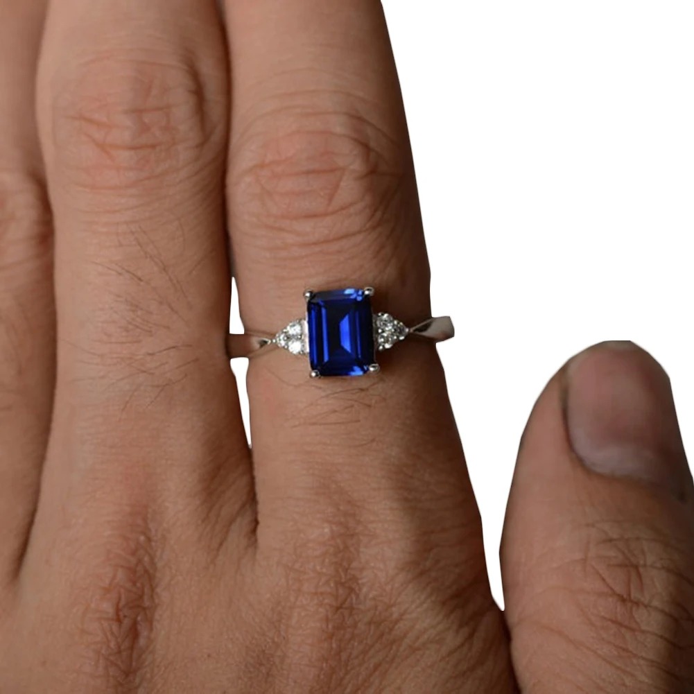 1 шт. очаровательное женское серебряное кольцо квадратные Стразы свадебное