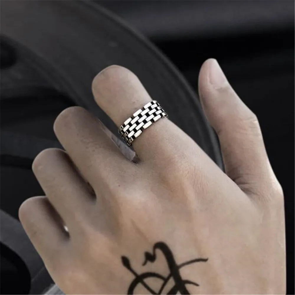 

Fashion Men's Ring Simple Hollow Chain Hip Hop Rock Punk Locomotive Party Accessories Jewelry Festival Commemorative Gift