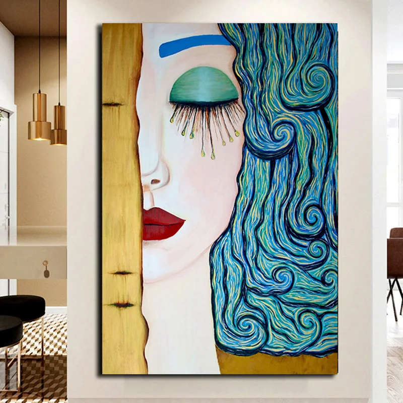 Abstract Gustav Klimt Tear Oil Painting Classic Posters and Prints Art Wall Pictures Cuadros for Living Room Home Decor | Дом и сад