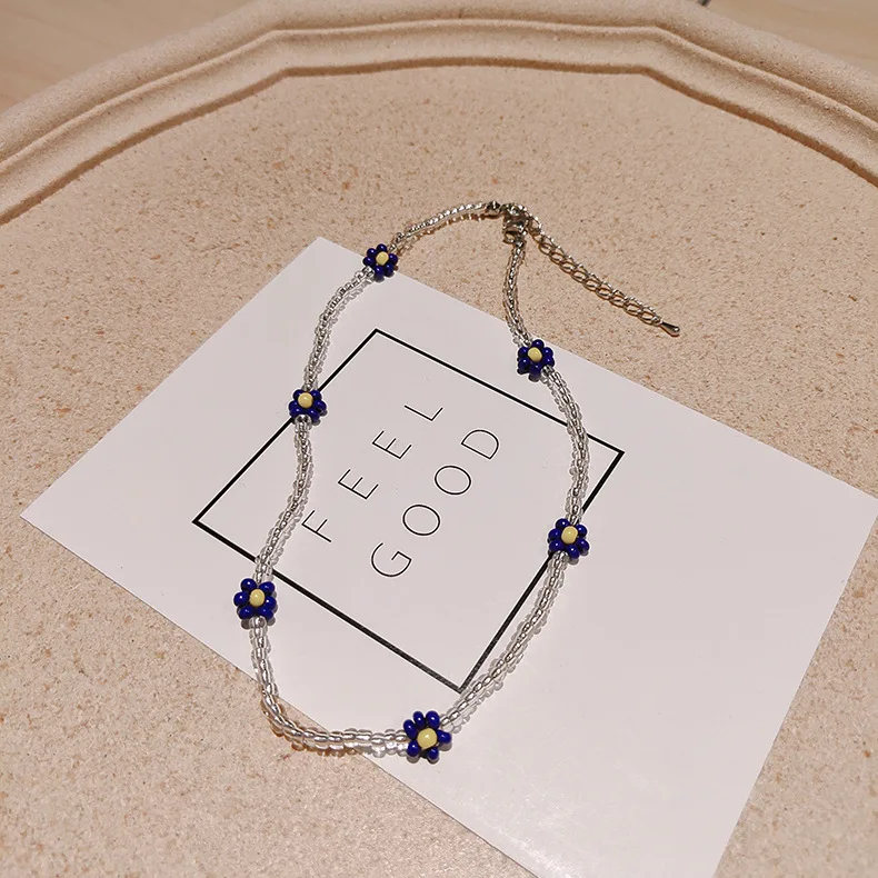 Женское Ожерелье с бусинами Kpop маленькие цветочные ожерелье ромашками ручной