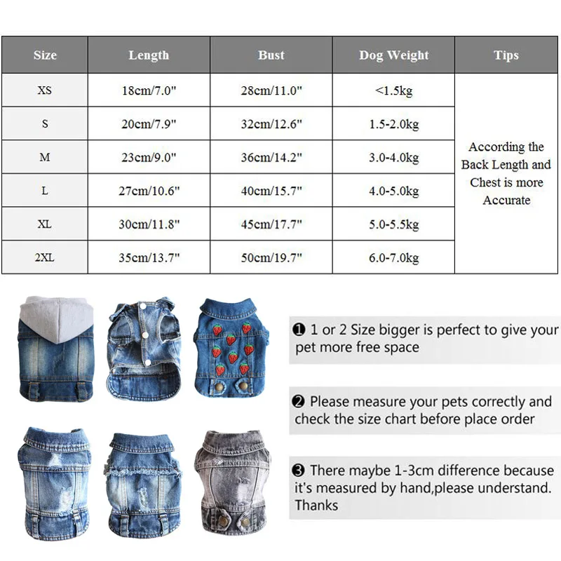 XS-2XL Denim Dog Clothes Cowboy Pet Dog Coat Puppy Clothing For Small Dogs Jeans Jacket Dog Vest Coat Puppy Outfits Cat Clothes images - 6