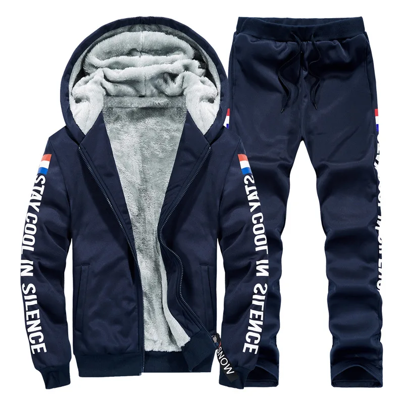 Мужской спортивный костюм теплые флисовые спортивные костюмы в Корейском стиле