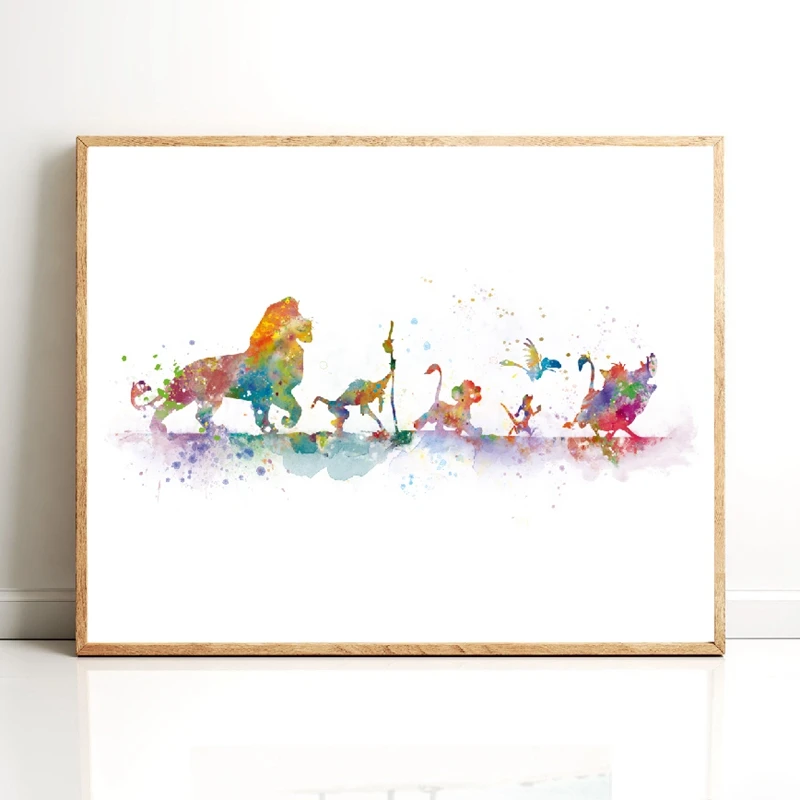 Постер с изображением короля льва холст акварель классический мультфильм Сиба