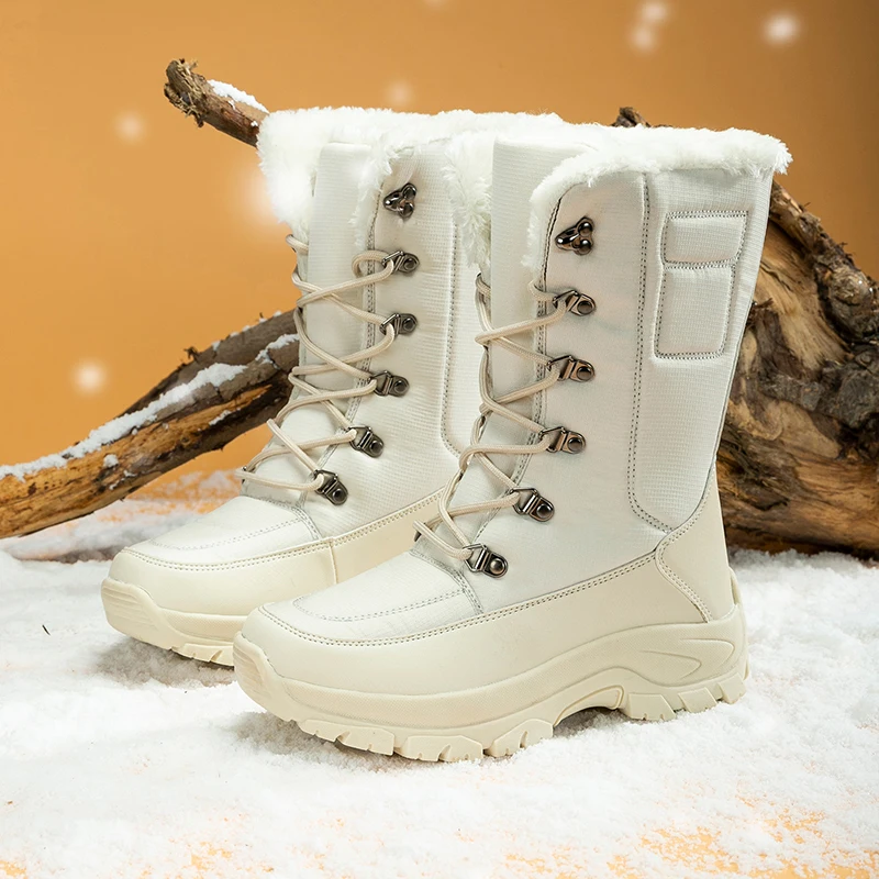 

Новые женские зимние ботинки для снежной погоды, теплые зимние ботинки до середины икры, удобные водонепроницаемые ботинки с толстым мехом,...