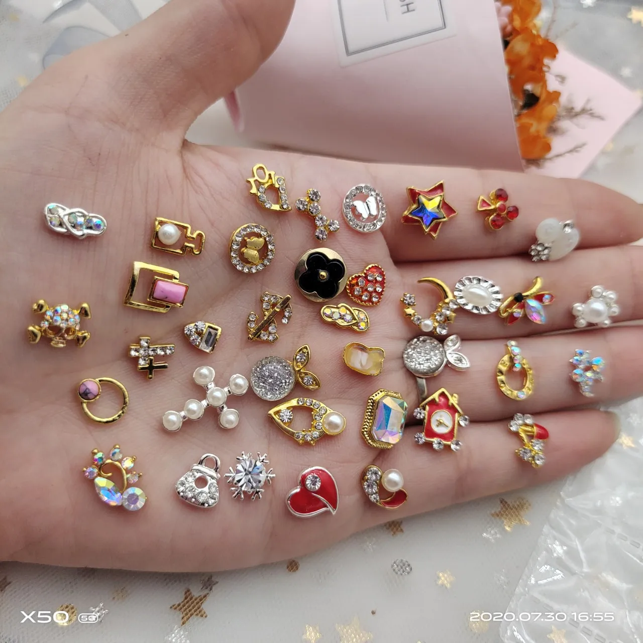 

Nail Art Jewelry Alloy Mixed Random Styles Gems,manicure Charms/tools Star Moon Pearl Decoration DiY 3d Rhinestones for Nails#sd