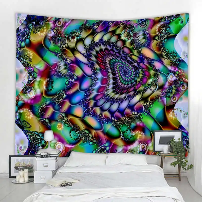 

Psychedelic Kaleidoscope Tapestry Home Decoration Tapestries Bedroom Dormitory Bedside Decoration Abstract Background Cloth