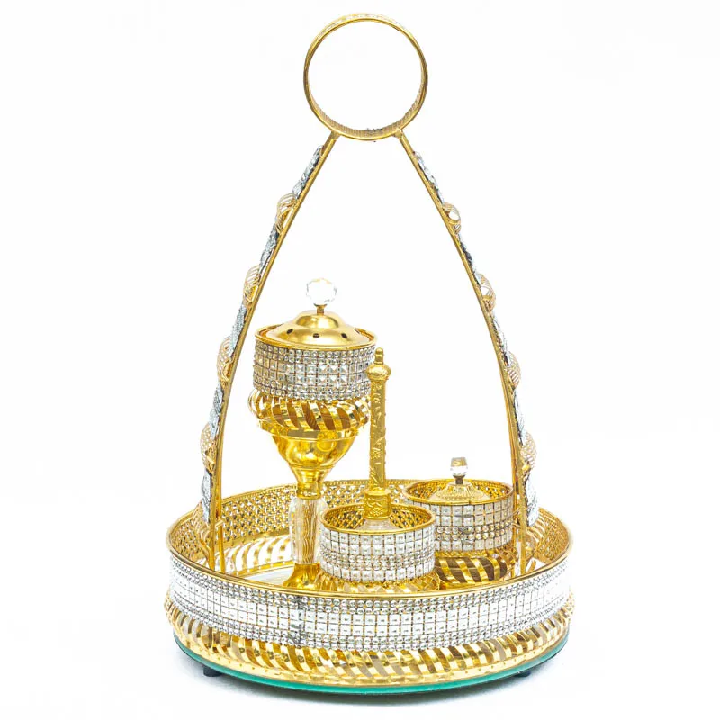 

2020 new design elegant metal incense basket set, aroma burner set