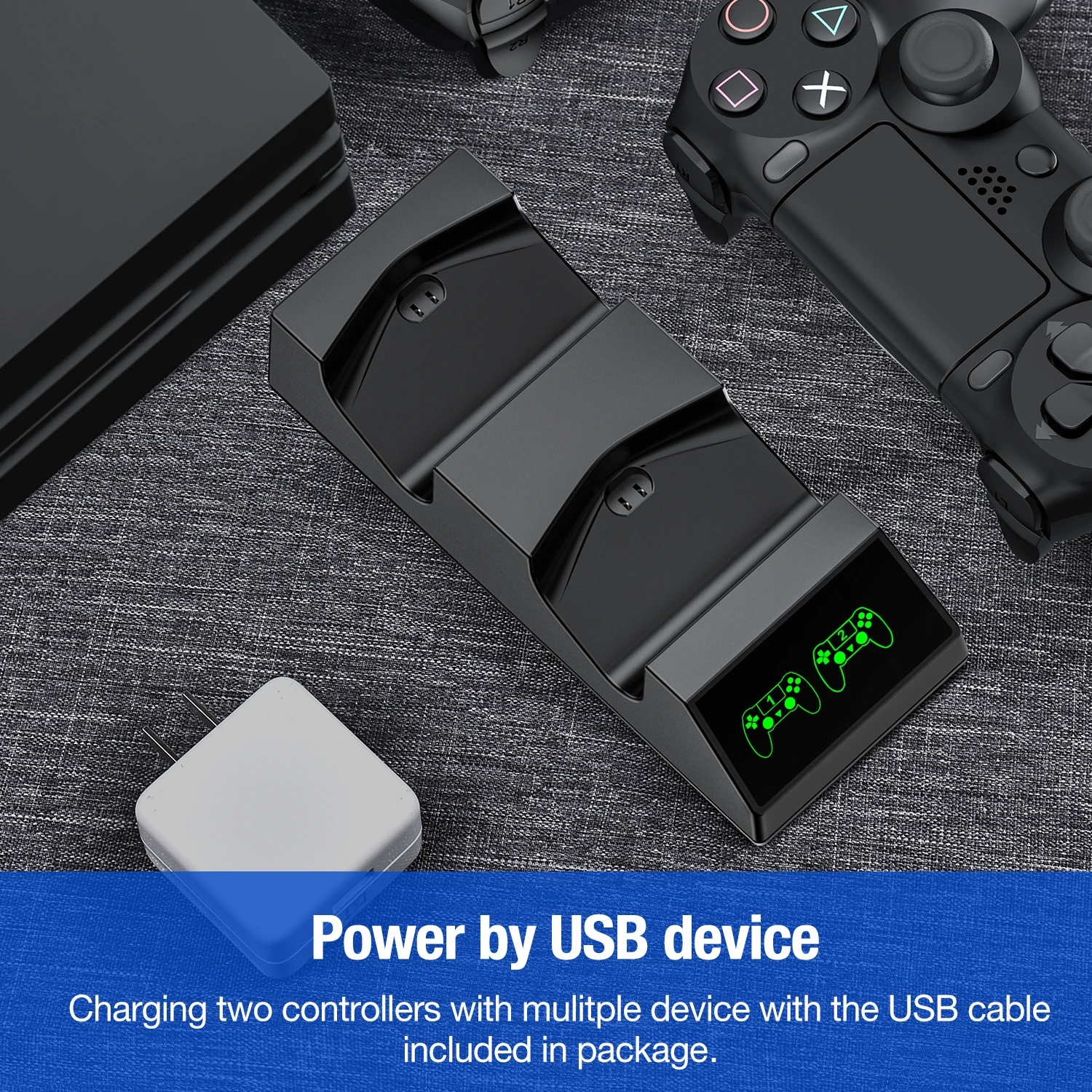 Зарядное устройство для контроллера PS4 зарядная станция Playstation 4 с 2 Micro USB-портами