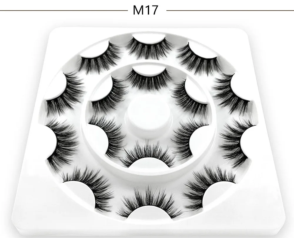 M17 8 пар 4D норковые ресницы пушистые норковые ресницы Multipack ручной работы натуральные длинные Объемные Накладные ресницы макияж Удлиненные ресницы - Цвет: M17