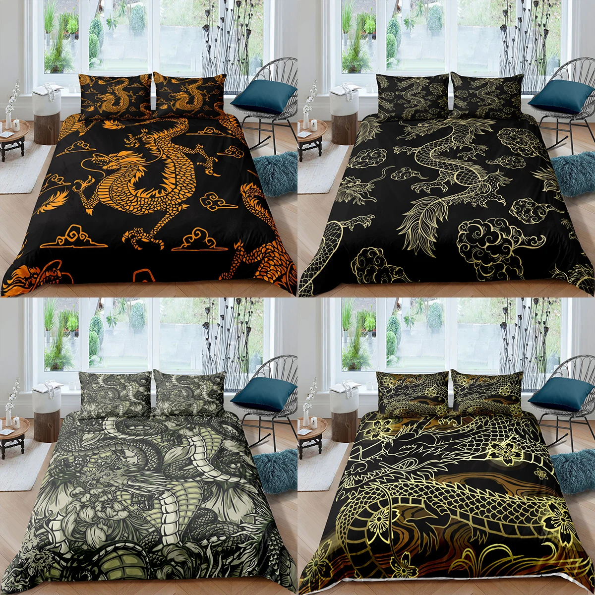 

Домашний текстиль, роскошный комплект постельного белья с 3D драконом, пододеяльник и наволочка, Детский Комплект постельного белья размера AU/EU/UK/US Queen и King