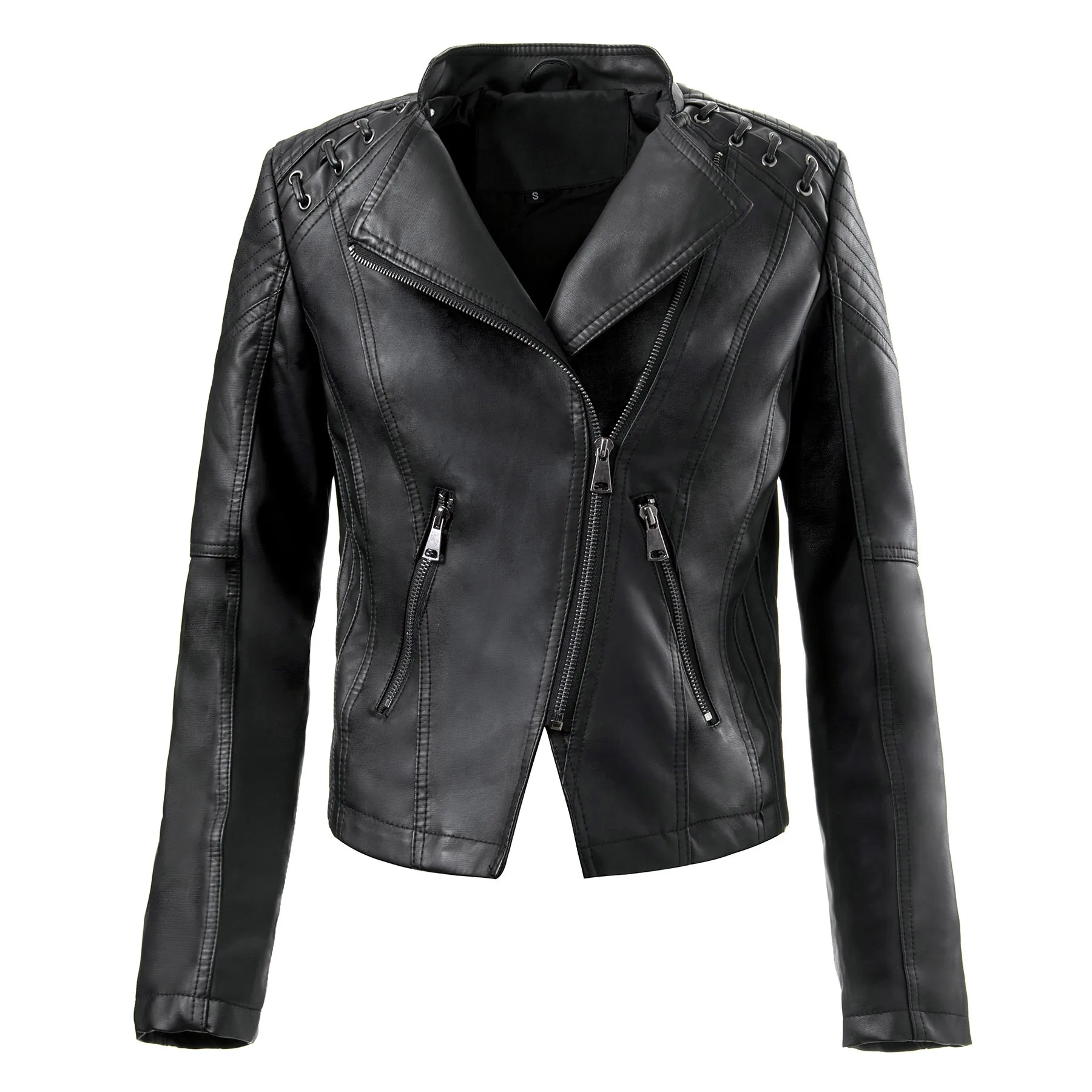 New Autumn Women Faux Leather Jacket Casual Soft PU Slim Black Motorcycle Punk Leather Coat Female Zipper Outerwear Women Coats