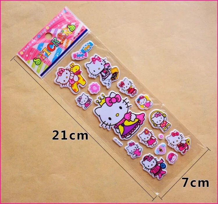 20/10/5PC Hello Kitty Cartoon Birthday Party Gift Present Supplies Sticker Baby Shower Girls School Reward 3D Bubble PVC | Дом и сад