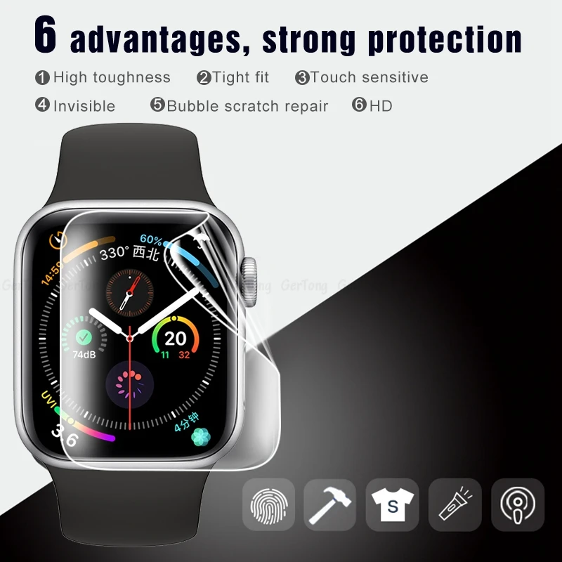 Гидрогелевая мягкая пленка для i watch Series 5 4 40 мм 44 защитная Apple Watch 2 шт. полное