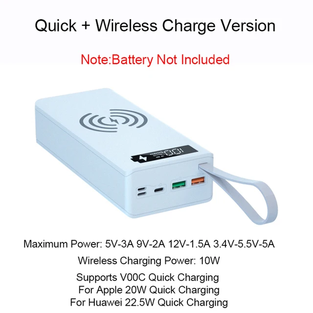 18650 Battery Charger Box Power Bank Holder Case Dual USB LCD Display Support Quick Wireless Charger Battery Shell Storage