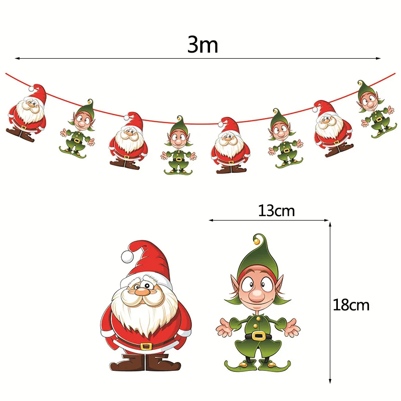 G07 santa kids 3 м Рождественское украшение Баннер Санта Клаус Снеговик Олень Рождественское дерево носок звезда настенный Бумажная гирлянда для нового года Рождество украшения - Цвет: G07 santa kids