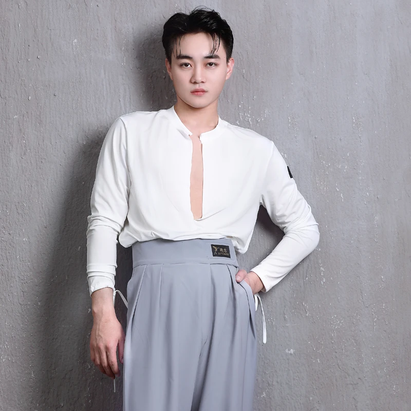 Новинка Sihrts для латиноамериканских танцев мужчин одежда тренировок с длинным