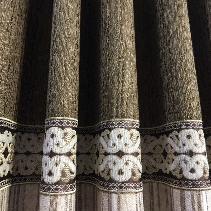 

Chinese Chenille Jacquard Stitching Blackout Curtains for Bedroom Living Room Modern Minimalist Decorative Curtain Tulle Custom
