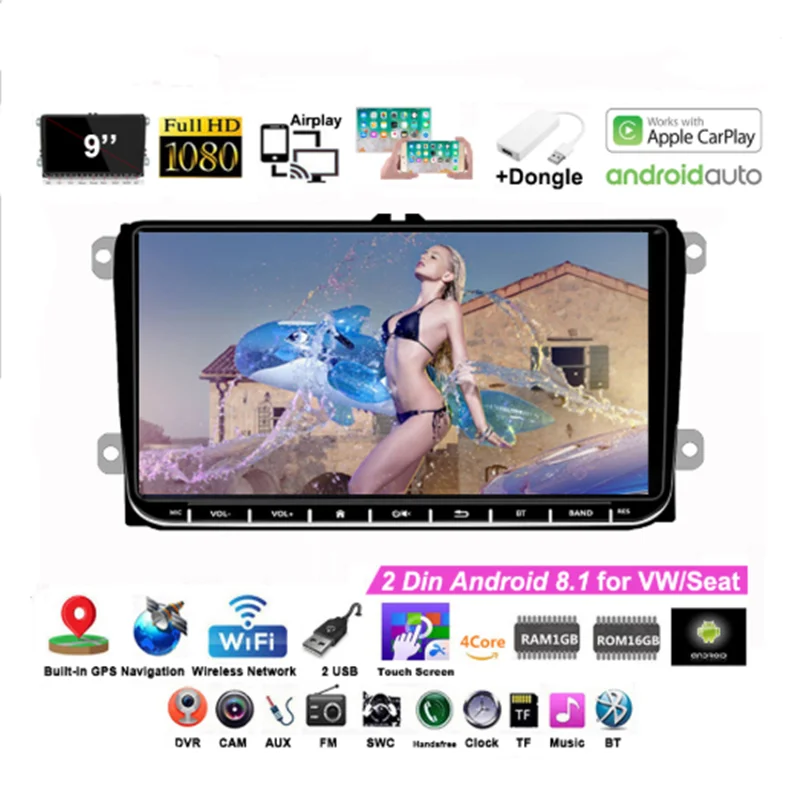 Автомобильное радио Wi Fi GPS Airplay CANBUS для Skoda Passat B6 Polo Golf 4 5 Touran Seat 9 'ƈDin Android VW/Seat +