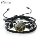 Винтажный кожаный браслет в древнем египетском стиле Horus Eye, плетеный браслет со стеклом для художественной фотосъемки, ювелирные изделия-талисманы Подарки для женщин и мужчин