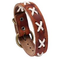retro punk style mens jewelry simple hemp rope braided cowhide bracelet personality retro distressed bracelet
