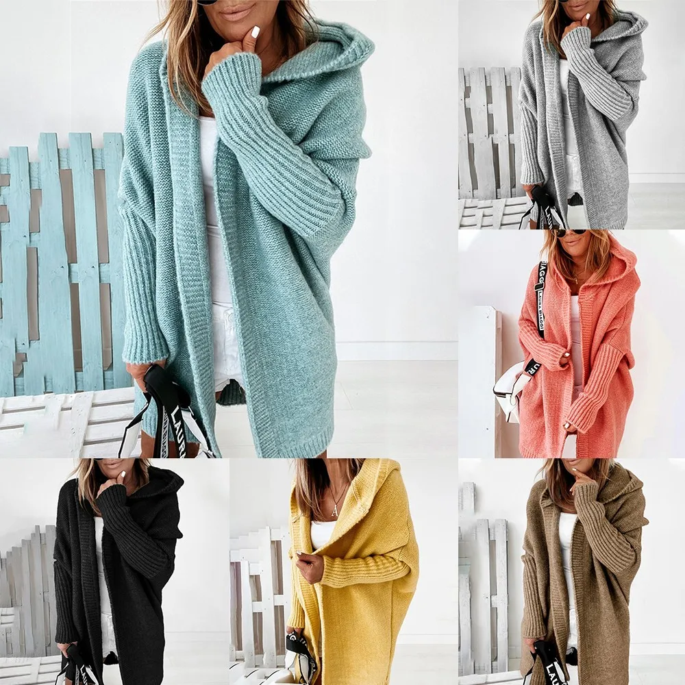 

Oversize Women Warm Solid Thick Cozy Knitted Cardigan Chunky Hooded Open Front Sweater Coat Back To The Basics Sweater