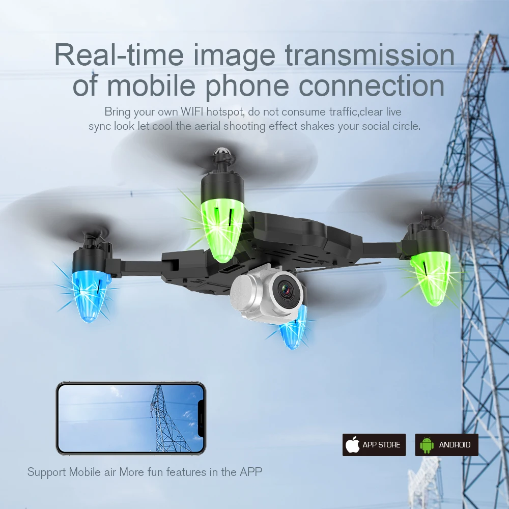 Квадрокоптер F69 карманный 4K радиоуправляемая беспилотная камера Wi-Fi FPV широкий