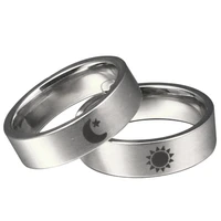 titanium steel sun and moon promise ring for couple cool engagement rings for women men bff valentines day gift