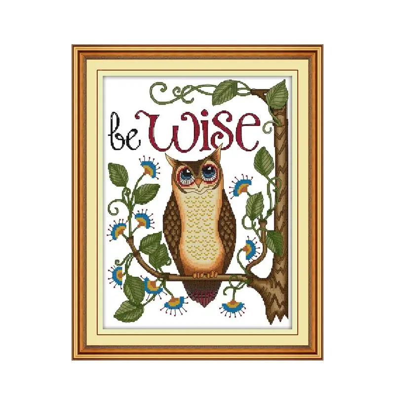 

Owl 2 cross stitch kit aida 14ct 11ct count printed canvas stitches embroidery DIY handmade needlework