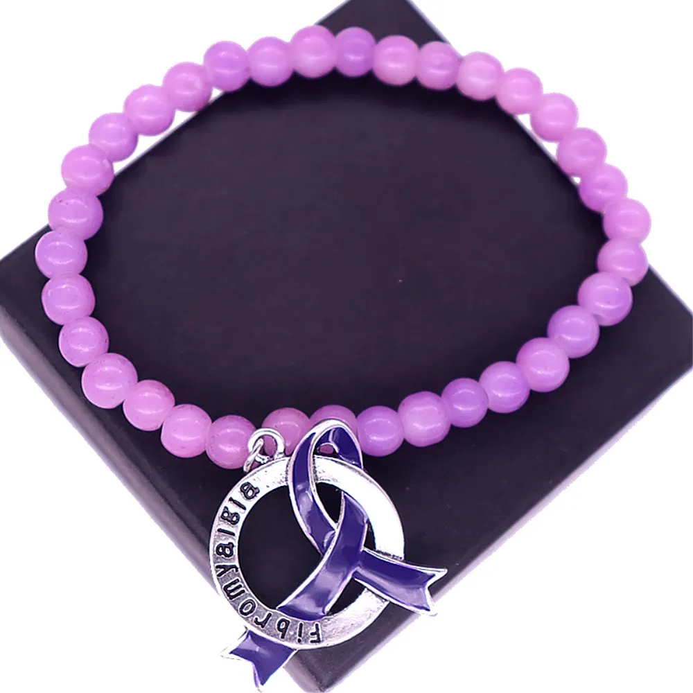 Эластичные бусины ручной работы Фиолетовая лента осведомленность о