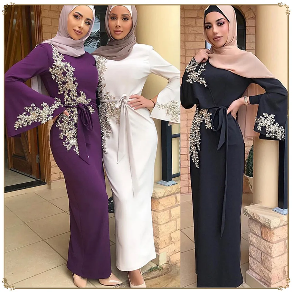 

Elegant Muslim Embroidery Abaya Full Dress Vestidos Cardigan Kimono Loose Long Robe Gowns Jubah Middle East Eid Ramadan Islamic