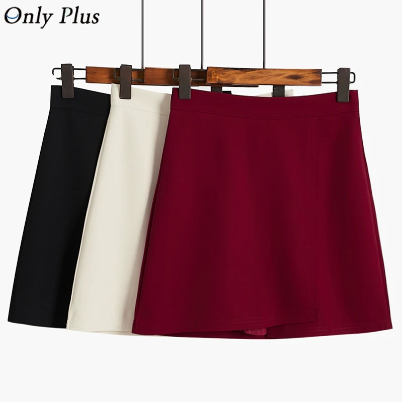 2019 осенние женские мини юбки трапециевидной формы однотонные универсальные