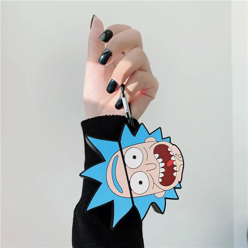 

Cartoon Kawaii 3D Rick and Morty Airpods 1/2 Case Silica Gel Wireless Bluetooth Headset Smart Cover Rick and Morty Airpods Case