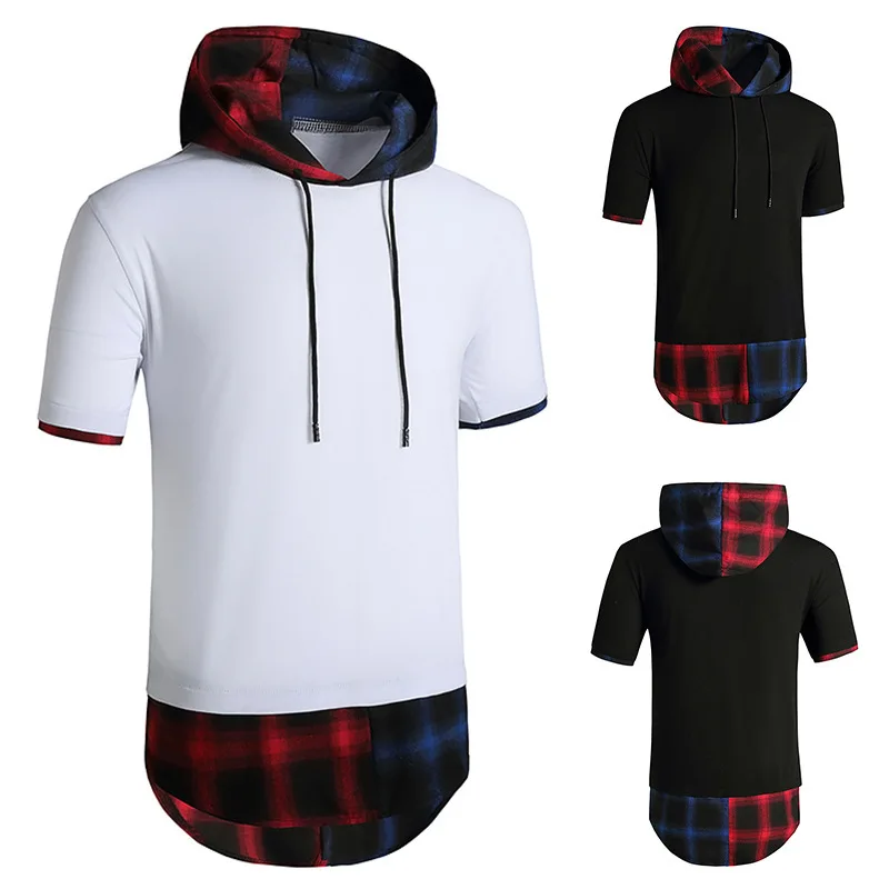 

Men's Fashion Trend T-Shirt Hip Hop Hooded Short Sleeve Comfortable Flannel