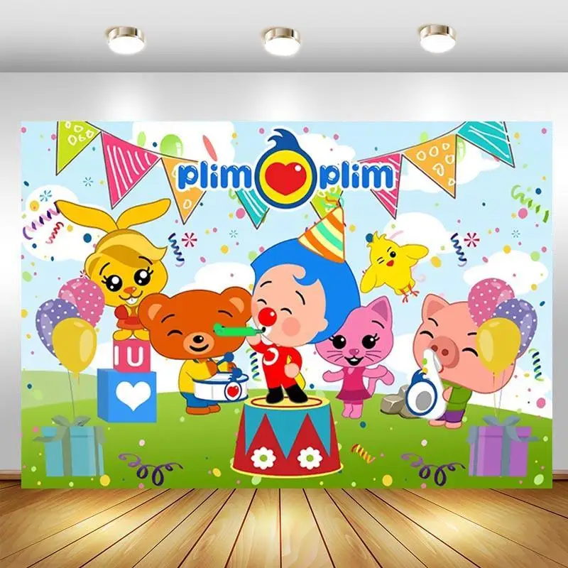 Plim Plim Photography Backdrop Clown Baby Shower Happy Birthday Party Photo Background Photo Studio Props Decor Banner
