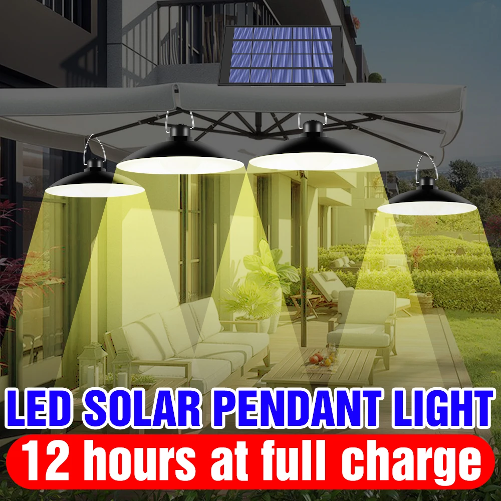 

Four Head Solar LED Pendant Light Outdoor Garden Lamp 25W Shed Lights 30W Waterproof LED Solar Lamp For Yard Decoration Lighting