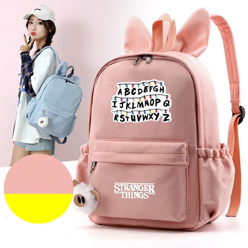 

Mochila stranger things Backpacks For Girls Casual School Students Cute Letters Shoulder Bag Women Large Capacity Travel Bags