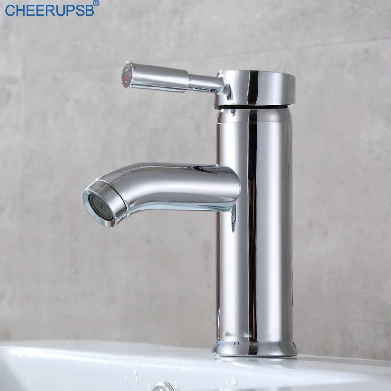 Смеситель для раковины в ванную комнату кран с одним отверстием хромированный из