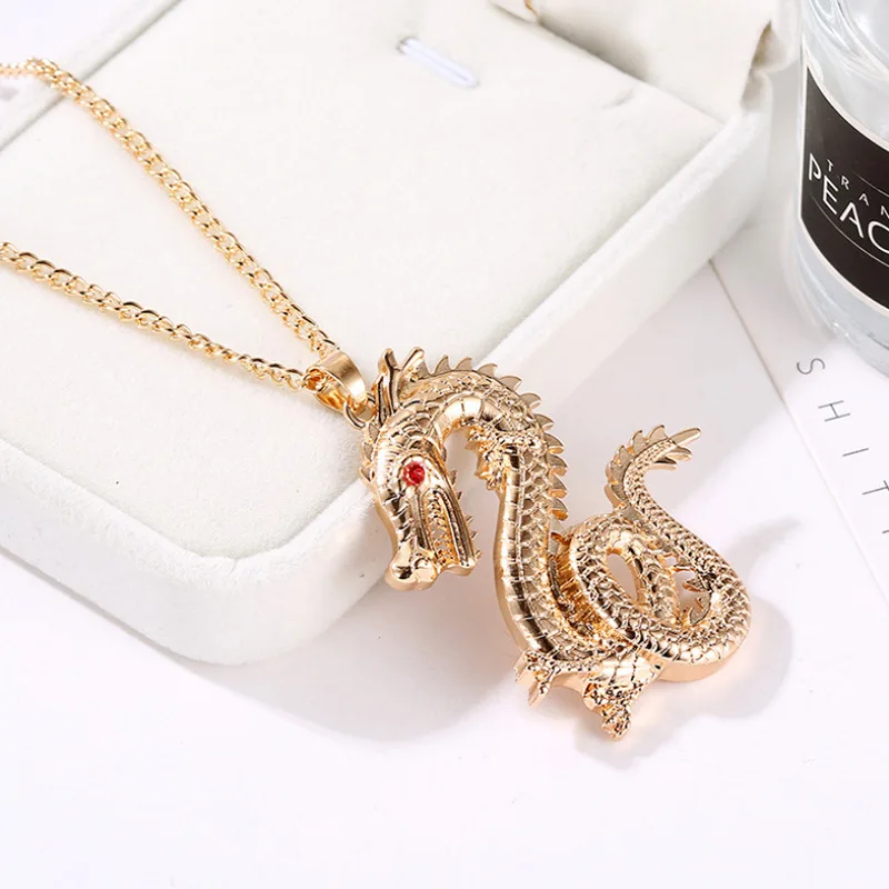 

Fashion creative Chinese style exquisite vintage dragon flash diamond necklace colgante plata 925 Cocktail Jewelry Women Gifts