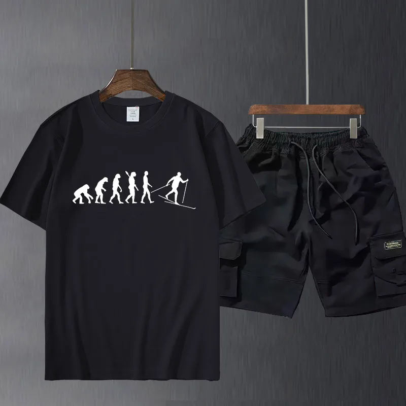 

Men's short sleeve suit pants Cross-country Ski Evolution Funny Nordic Skiing T-shirt 2019 hot tees Top Summer Men'S fashion Tee