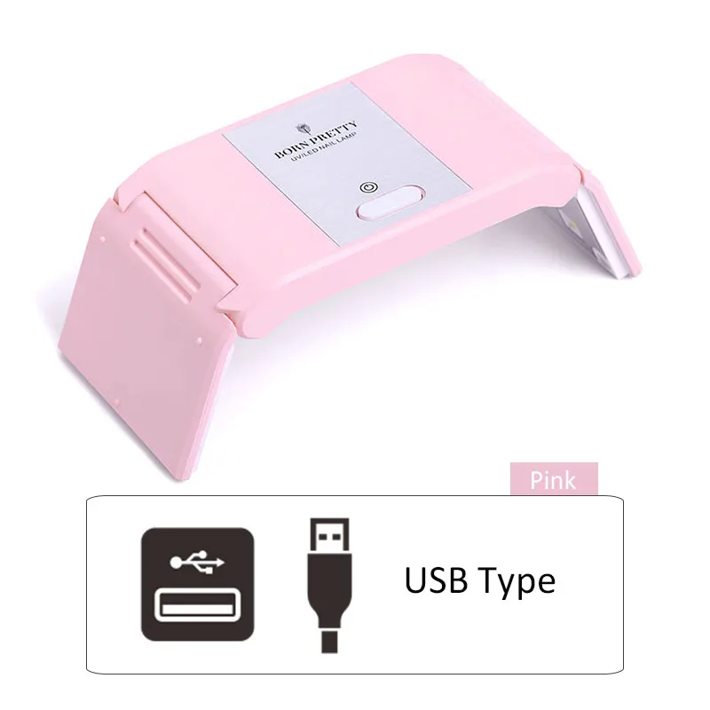 24w Pink USB Cable От BORN PRETTY-светодиодная УФ-лампа для ногтей для сушки всех видов Гель-лак для ногтей 72/48/36/30/24/6W для ногтей Сушилка для ногтей Маникюр нейл-арта - Цвет: 24w Pink USB Cable