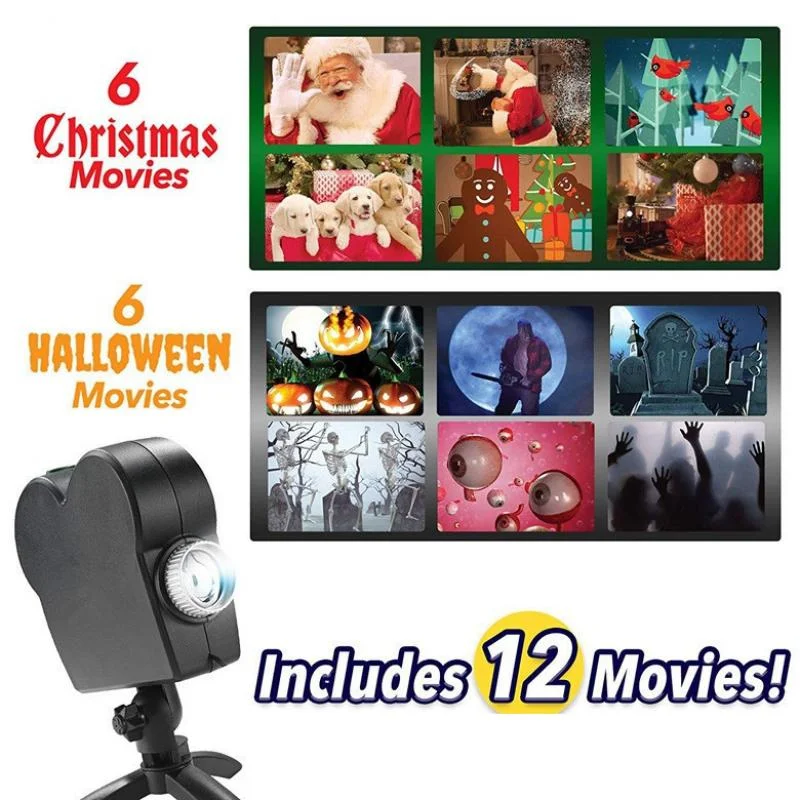 

Christmas Halloween Laser Projector 12 Movies Disco Light Mini Window Home Theater Projector Indoor Outdoor Wonderland Projector