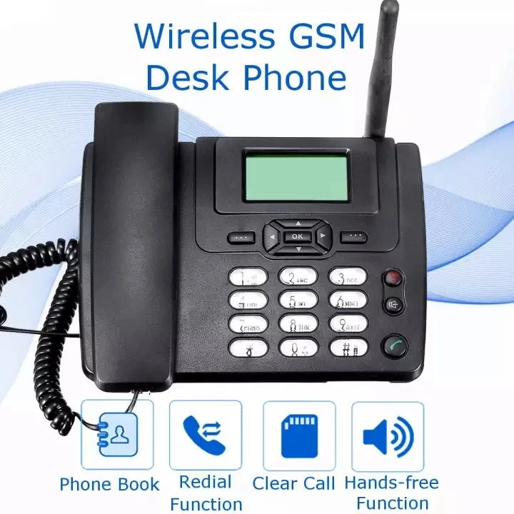GSM SIM כרטיס שולחן עבודה אלחוטי טלפון הקווי בבית טלפון קיר הר עם FM רדיו קבוע טלפונים Wired טלפון בית שחור