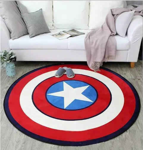Бархатный нескользящий круглый коврик Disney Red Captain America для спальни гостиной