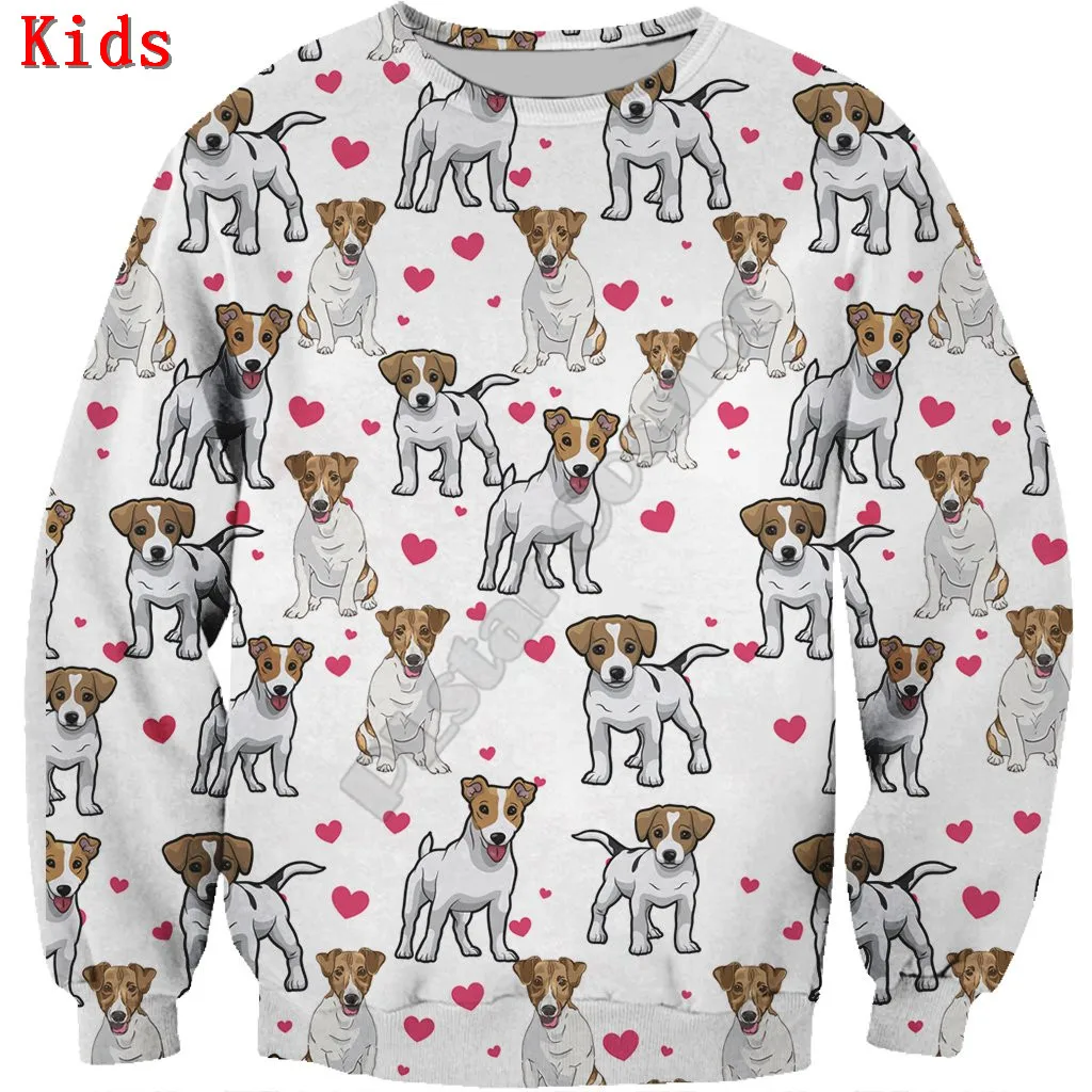 

Cute Jack Russell Terrier 3d printed Hoodies Pullover Boy For Girl Long Sleeve Shirts Kids Funny Animal Sweatshirt